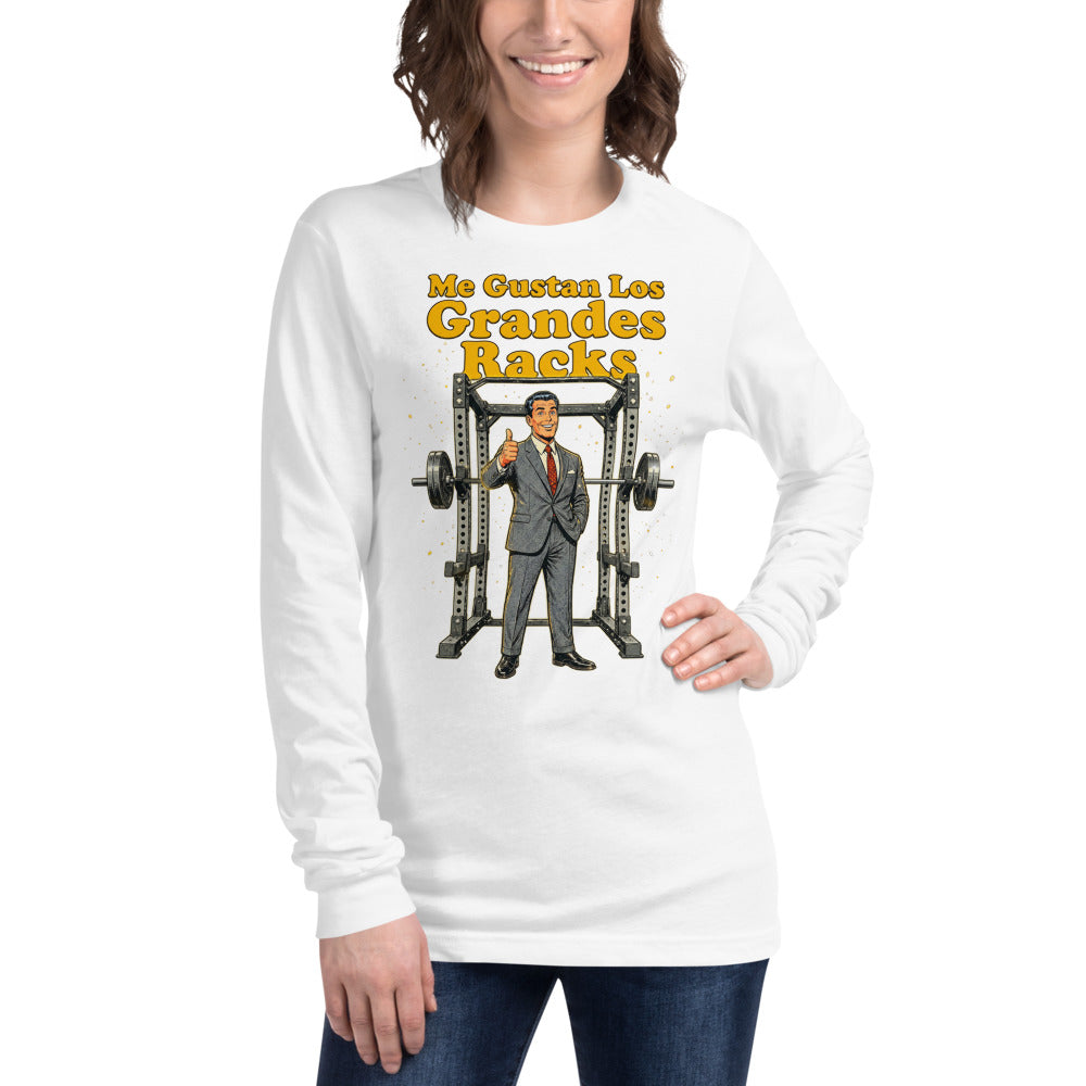 Manga larga Pulgar Arriba Power Rack Traje Gris - Modelo femenina
