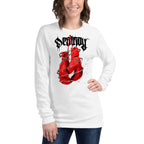 Manga larga Red Boxing Gloves Barbed Wire Blackletter - Modelo femenina