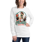 Manga larga Stronger Every Day Retro Barbell Roses - Modelo femenina
