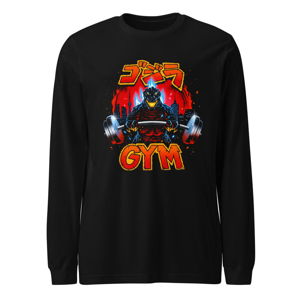 Manga larga Godzilla Gojira Gym Barbell Blue Spikes - Frente