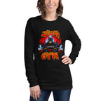 Manga larga Godzilla Gojira Gym Barbell Blue Spikes - Modelo femenina