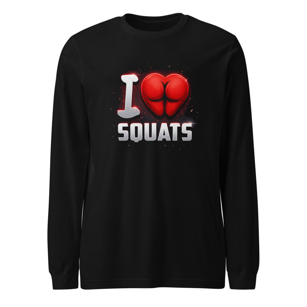 Manga larga I Love Squats Gym Humor - Frente