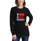 Manga larga I Love Squats Gym Humor - Modelo femenina