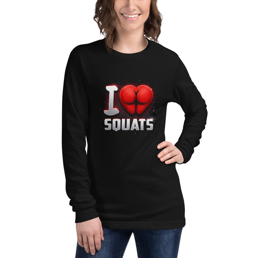 Manga larga I Love Squats Gym Humor - Modelo femenina