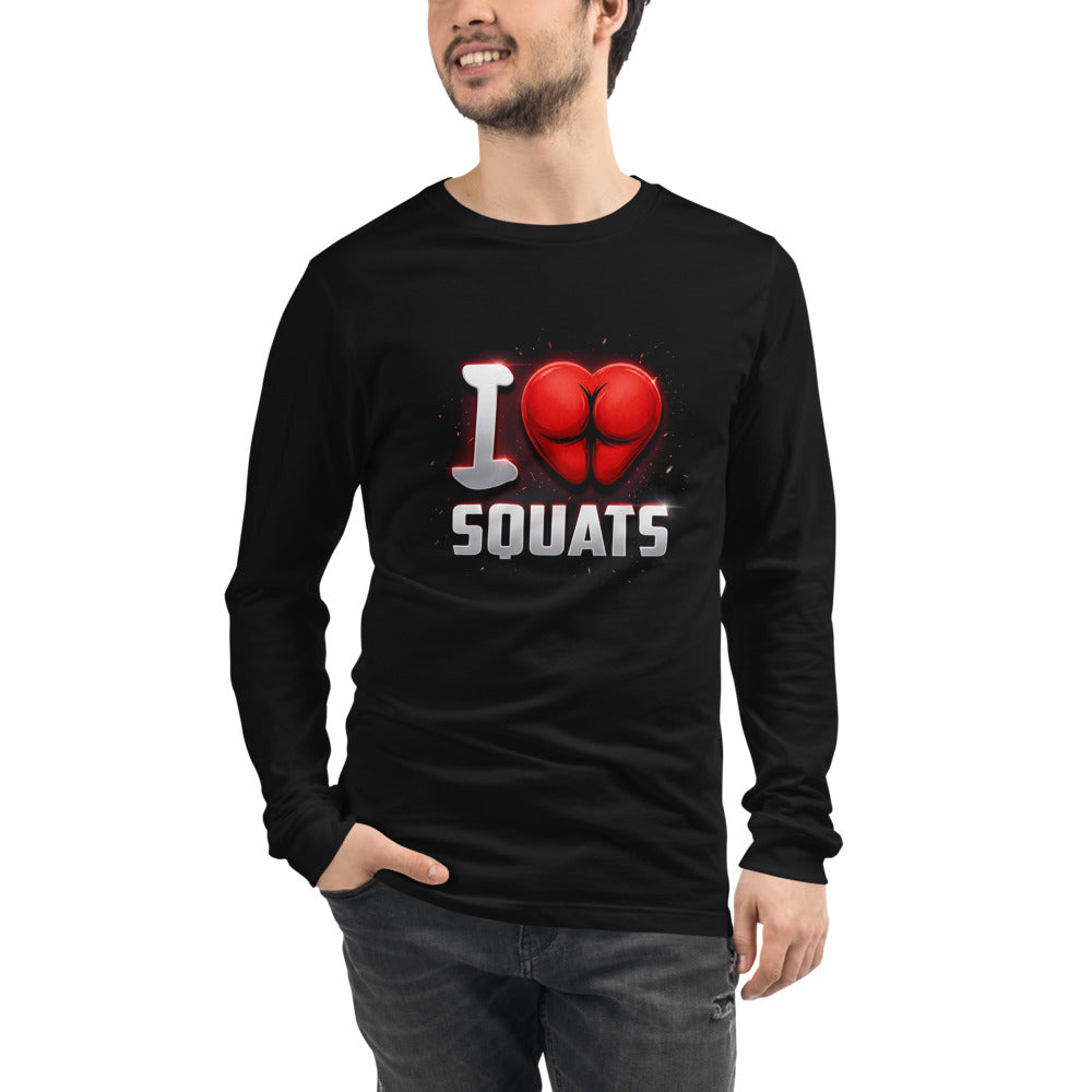 Manga larga I Love Squats Gym Humor - Modelo masculino