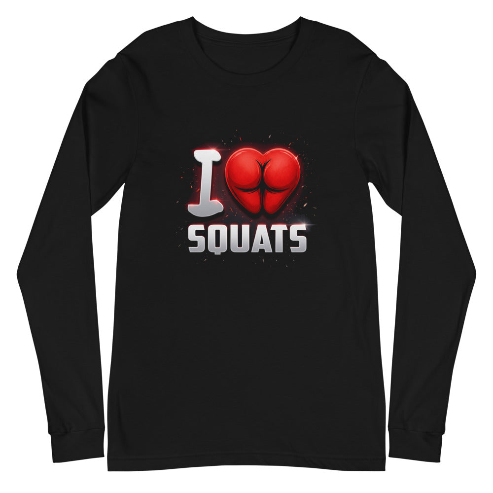 Manga larga I Love Squats Gym Humor - Plano