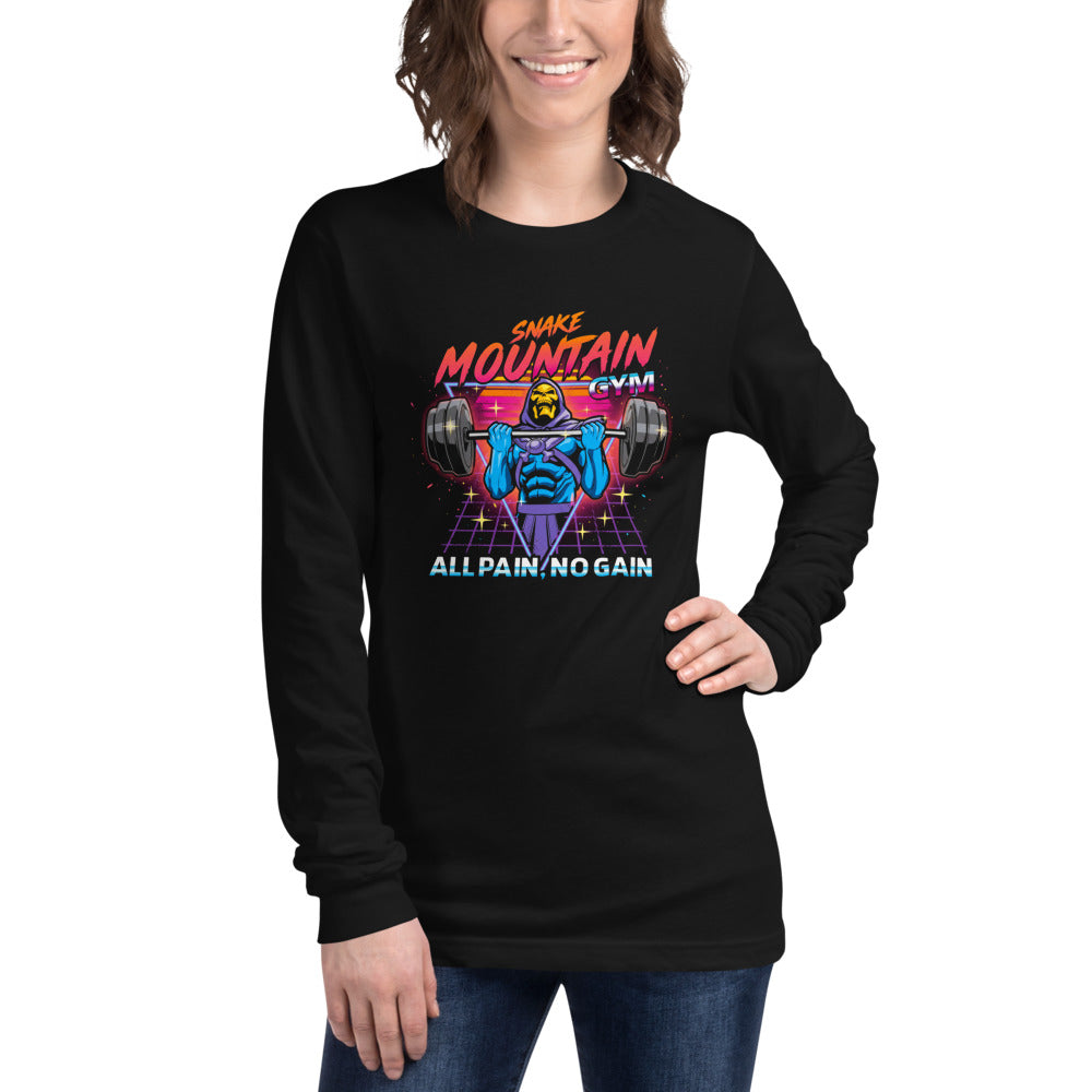 Manga larga Skeletor Synthwave All Pain No Gain - Modelo femenina