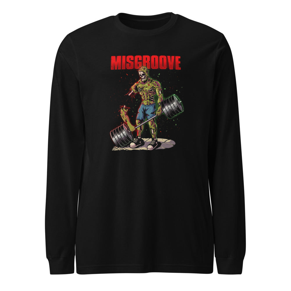 Manga larga Zombie Skull Bodybuilder Deadlift Barbell - Frente