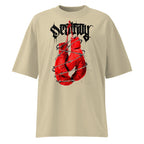 Oversize Red Boxing Gloves Barbed Wire Blackletter - Frente fantasma