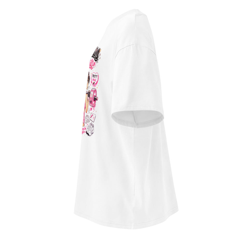 Oversize Barbells And Ponytails Kawaii Gym - Lateral fantasma