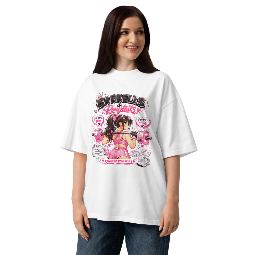 Oversize Barbells And Ponytails Kawaii Gym - Modelo femenina