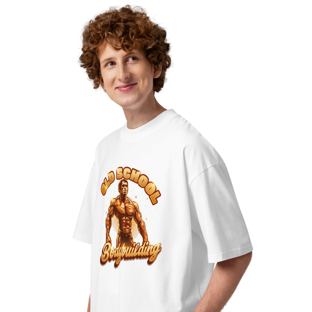 Oversize Old School Bodybuilding Gold Physique - Modelo masculino lateral