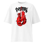 Oversize Red Boxing Gloves Barbed Wire Blackletter - Frente fantasma