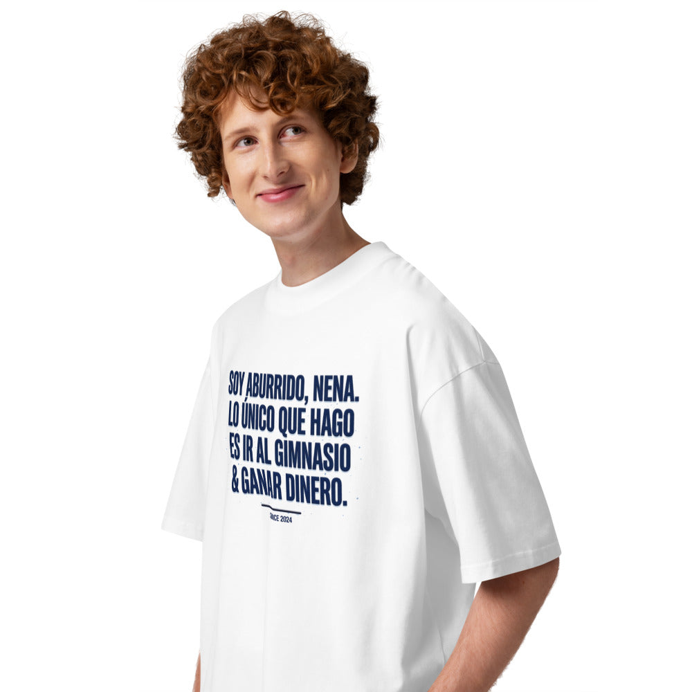 Oversize Soy Aburrido Nena Gimnasio Y Dinero - Modelo masculino lateral