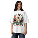 Oversize Stronger Every Day Retro Barbell Roses - Modelo femenina