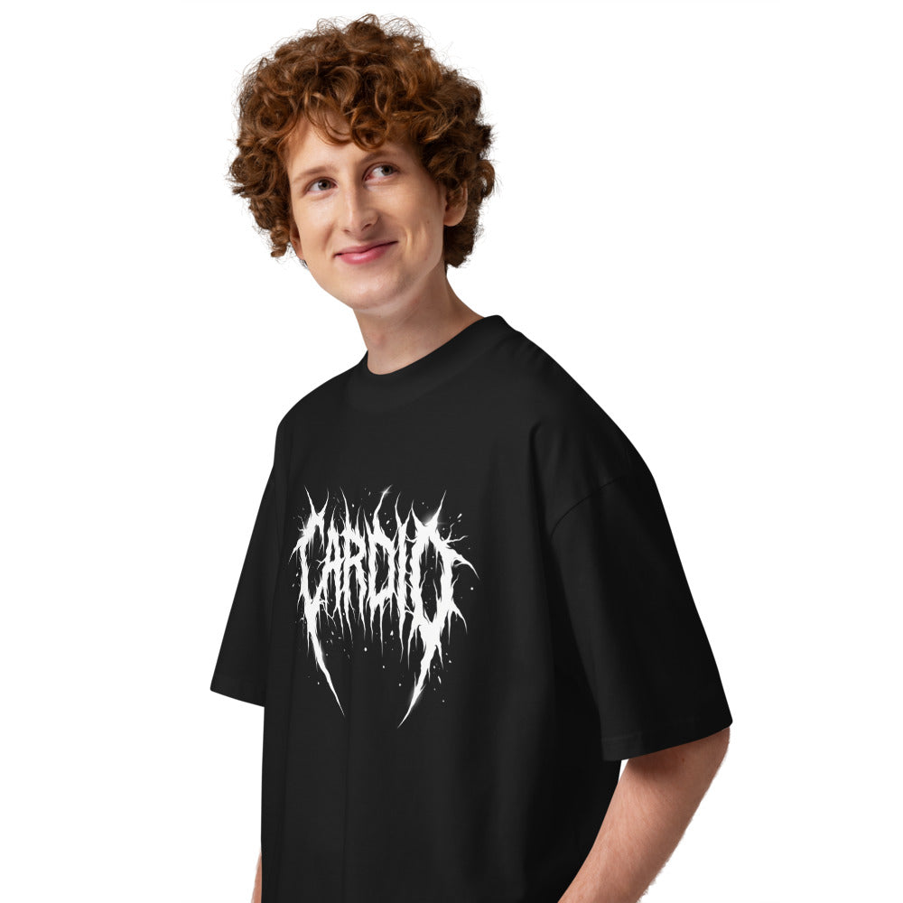 Oversize Cardio Death Metal Espinas Blancas - Modelo masculino lateral