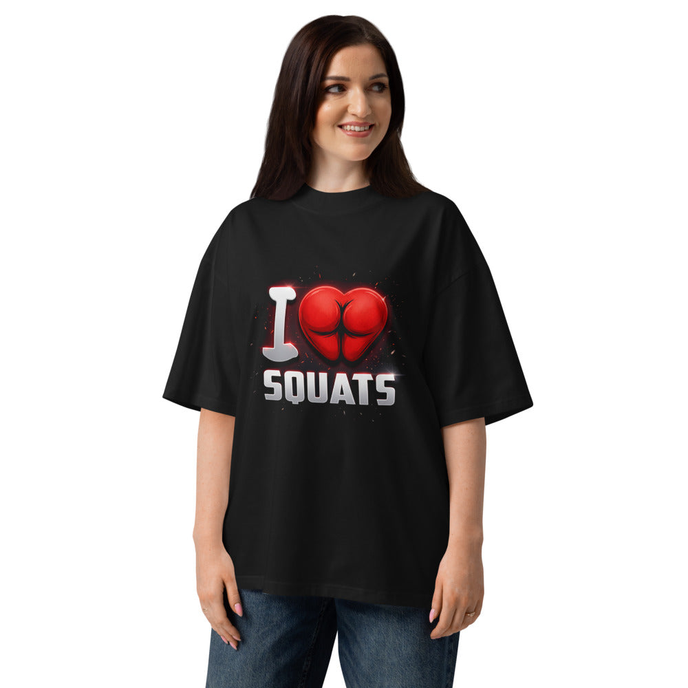Oversize I Love Squats Gym Humor - Modelo femenina