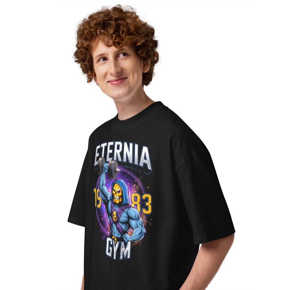 Oversize Skeletor Eternia Gym 1983 Raised Dumbbell - Modelo masculino lateral