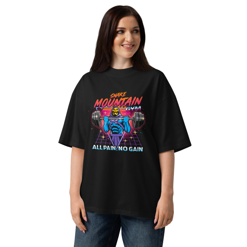 Oversize Skeletor Synthwave All Pain No Gain - Modelo femenina