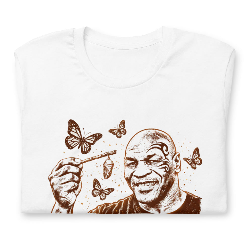 Playera Crisálida Hombre Tatuaje Tribal Mariposas Sepia - Doblado