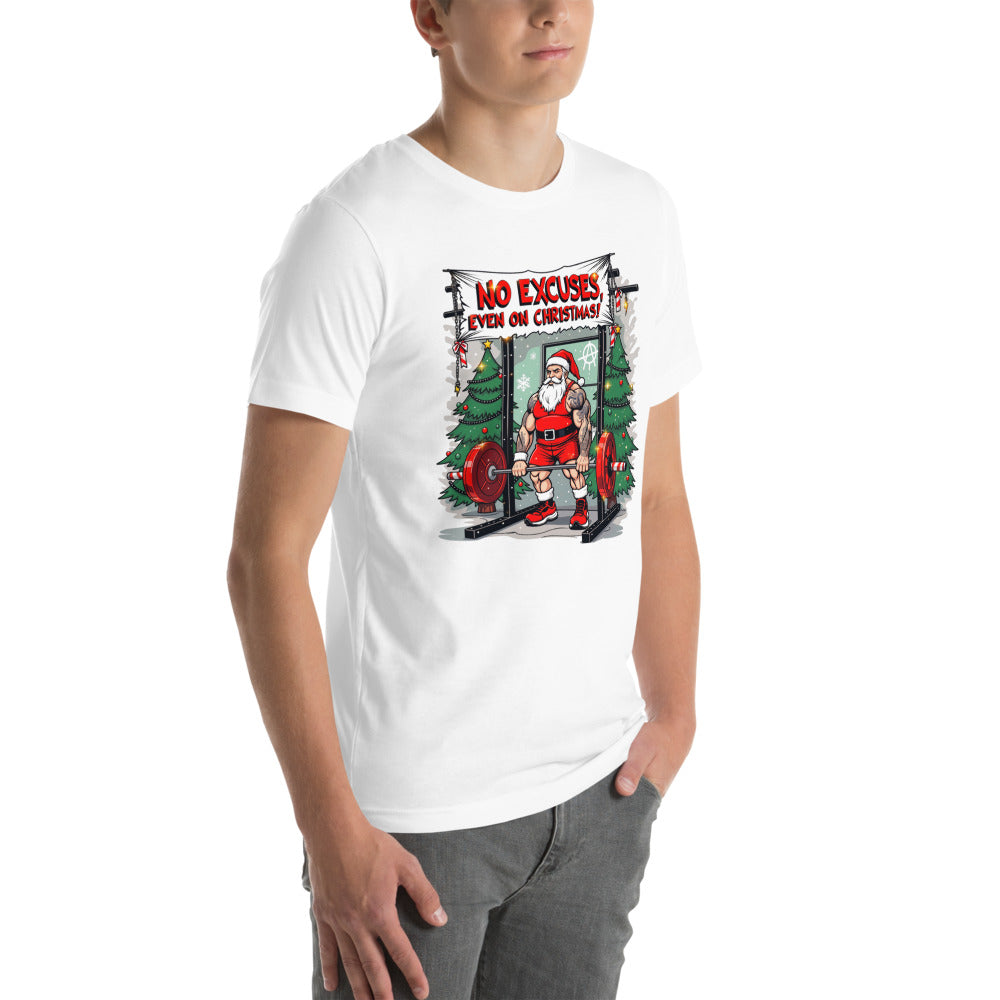 Playera No Excuses Even On Christmas - Modelo masculino lateral