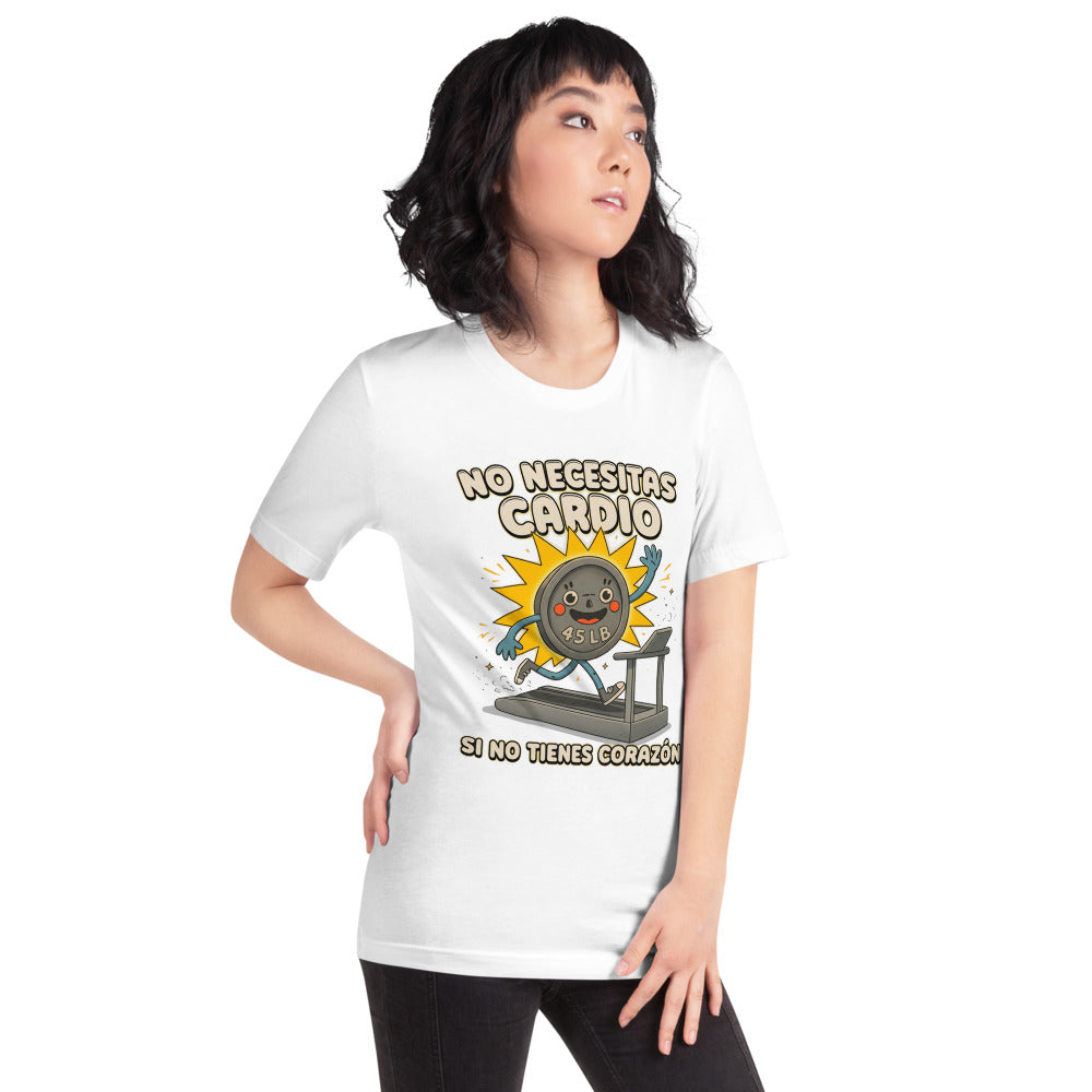Playera No Necesitas Cardio Si No Tienes Corazón - Modelo femenina