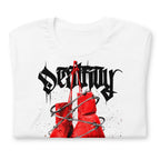 Playera Red Boxing Gloves Barbed Wire Blackletter - Doblado