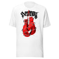 Playera Red Boxing Gloves Barbed Wire Blackletter - Frente grande