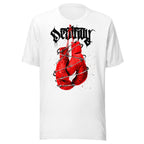Playera Red Boxing Gloves Barbed Wire Blackletter - Frente grande