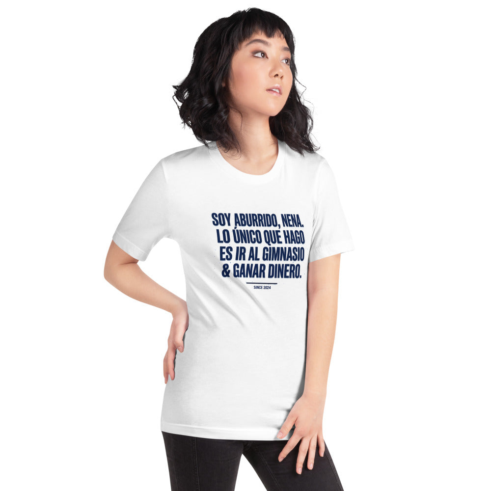 Playera Soy Aburrido Nena Gimnasio Y Dinero - Modelo femenina