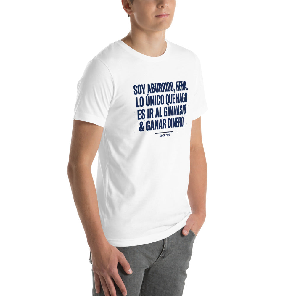 Playera Soy Aburrido Nena Gimnasio Y Dinero - Modelo masculino lateral