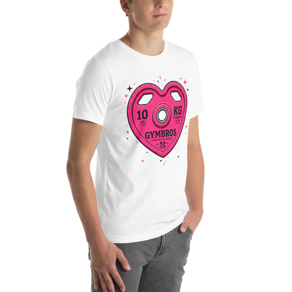 Playera Strength With Purpose Pink Heart Plate - Modelo masculino lateral