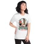 Playera Stronger Every Day Retro Barbell Roses - Modelo femenina
