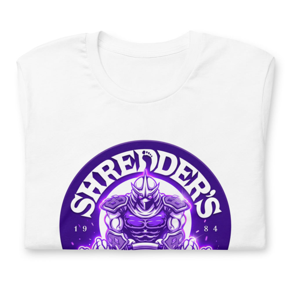 Playera TMNT Shredder's Gym 1984 Purple Emblem - Doblado