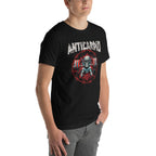Playera Anticardio Calavera Barra Alambre De Púas - Modelo masculino lateral