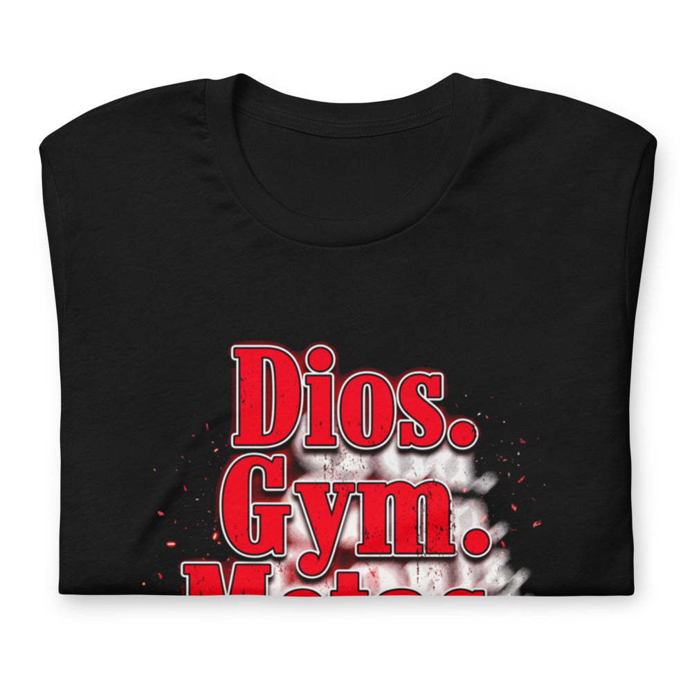 Playera Dios Gym Metas Progreso Letras Rojas - Doblado
