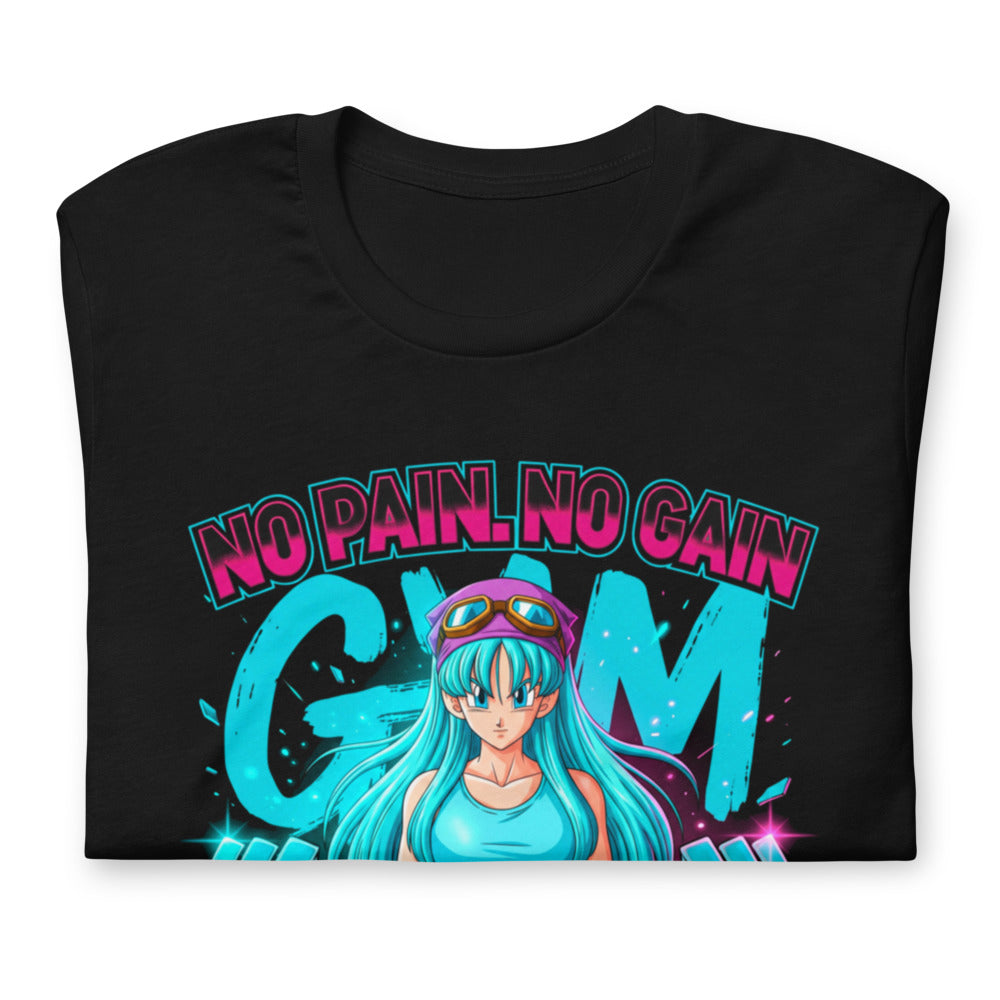 Playera Dragon Ball Bulma No Pain No Gain - Doblado