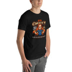 Playera Hola Soy Chucky Vamos A Entrenar - Modelo masculino lateral