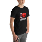 Playera I Love Squats Gym Humor - Modelo masculino lateral