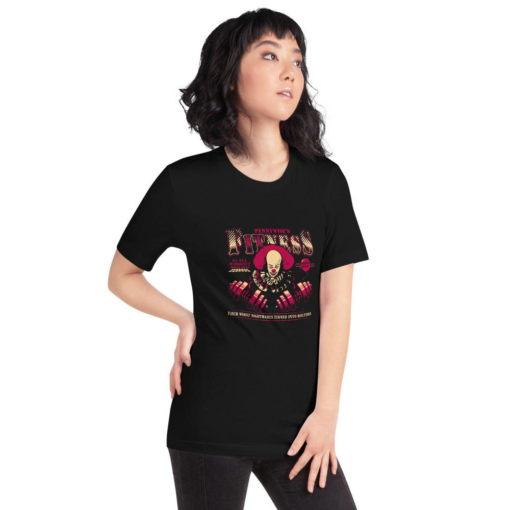 Playera Pennywise's Fitness Derry Maine Dumbbells - Modelo femenina