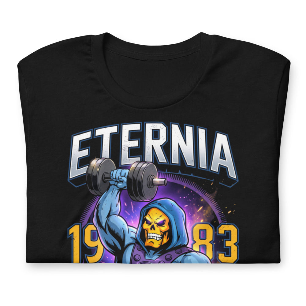 Playera Skeletor Eternia Gym 1983 Raised Dumbbell - Doblado