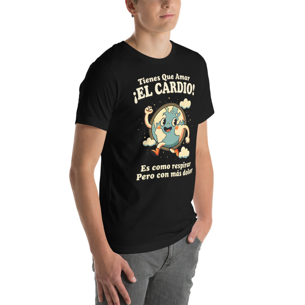Playera Tienes Que Amar El Cardio Planeta Tierra - Modelo masculino lateral