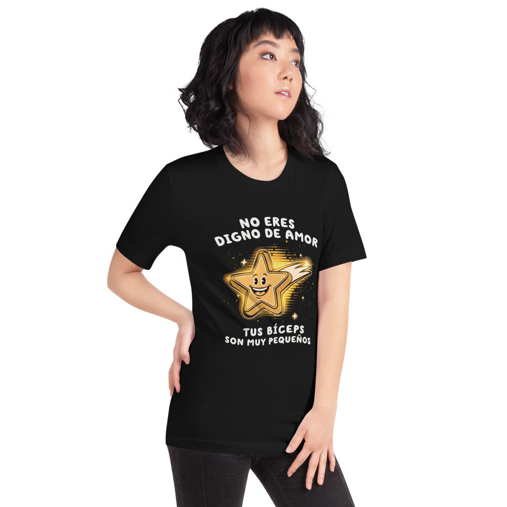 Playera Tus Bíceps Son Muy Pequeños Estrella Fugaz - Modelo femenina
