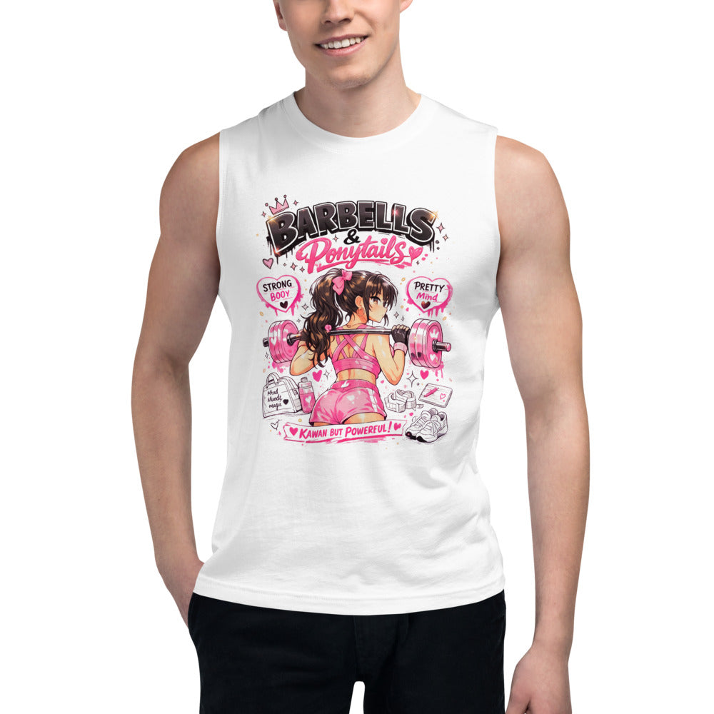 Sin Mangas Barbells And Ponytails Kawaii Gym - Modelo masculino