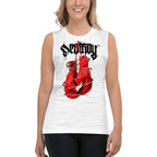 Sin Mangas Red Boxing Gloves Barbed Wire Blackletter - Modelo femenina