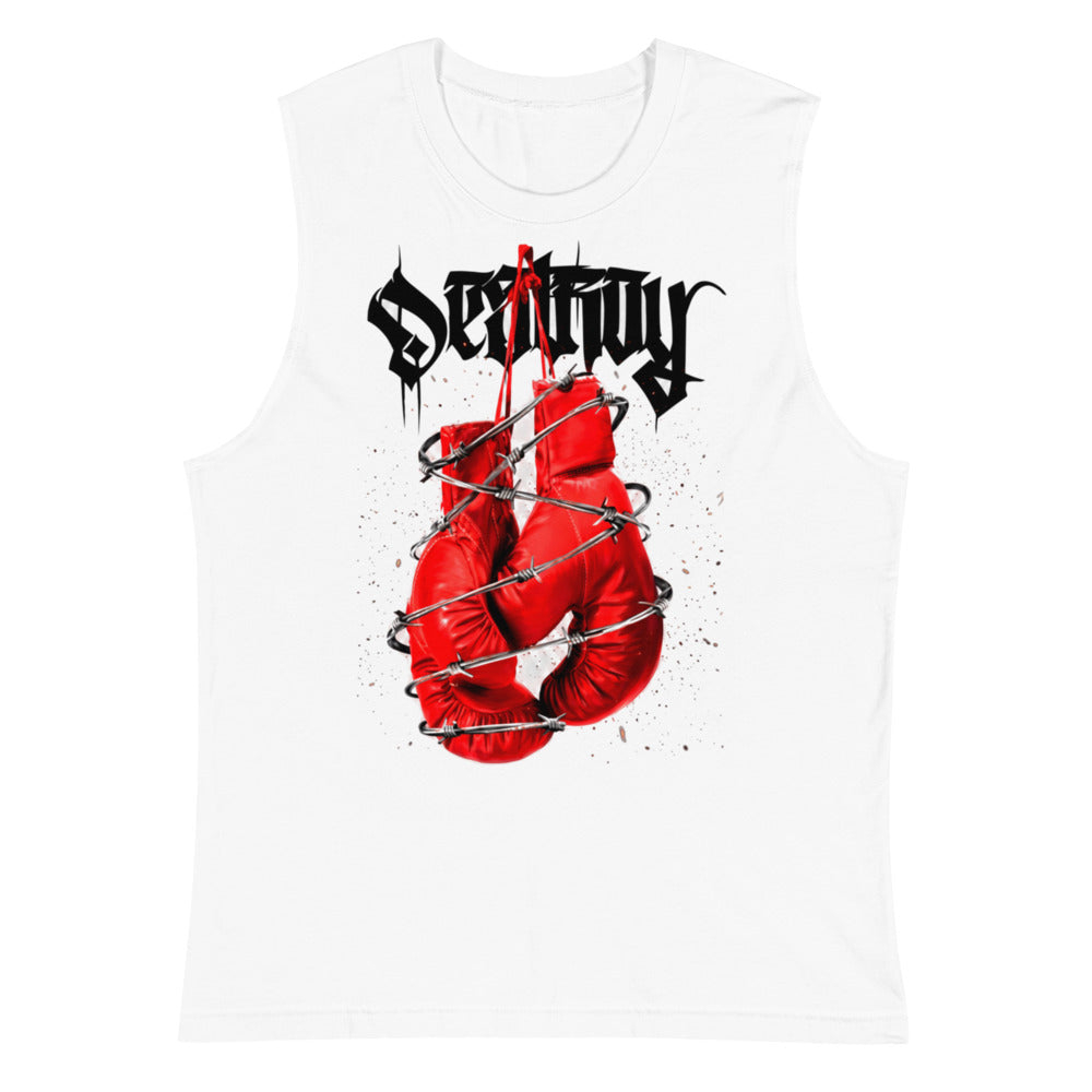 Sin Mangas Red Boxing Gloves Barbed Wire Blackletter - Plano