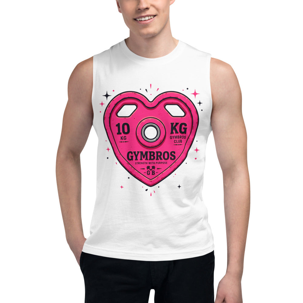 Sin Mangas Strength With Purpose Pink Heart Plate - Modelo masculino