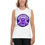 Sin Mangas TMNT Shredder's Gym 1984 Purple Emblem - Modelo femenina
