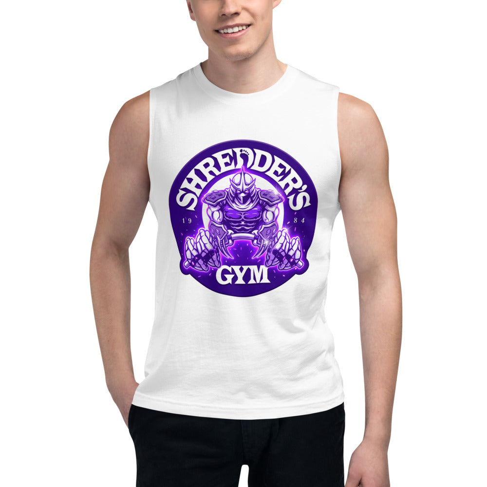 Sin Mangas TMNT Shredder's Gym 1984 Purple Emblem - Modelo masculino