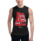 Sin Mangas Dios Gym Metas Progreso Letras Rojas - Modelo masculino